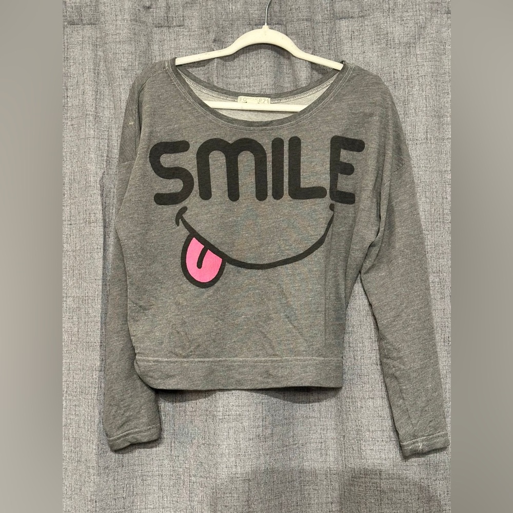Forever 21 Gray Smile Sweatshirt